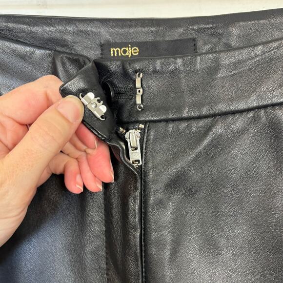 Maje Faux Leather Mid Rise Biker Punk Wide Leg Pants 36 US Small - Picture 5 of 5